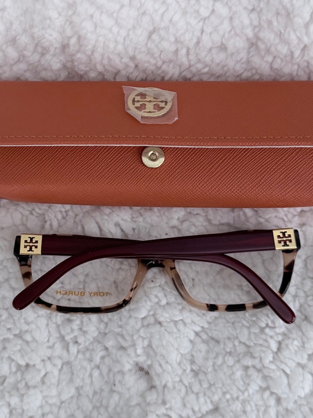 Tory Burch NWT Rectangular Tortoise Shell Eyeglasses + Case